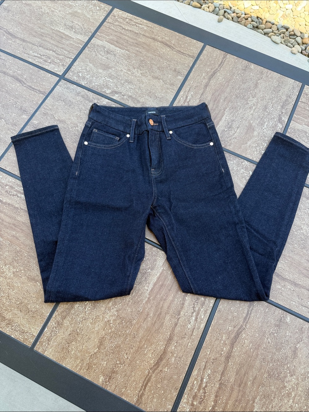 Express Dark Indigo High-Rise Skinny Jeans